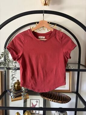 Madewell NN143 Cropped Crewneck Tee XS Rust Red Short Sleeve Cotton T Shirt